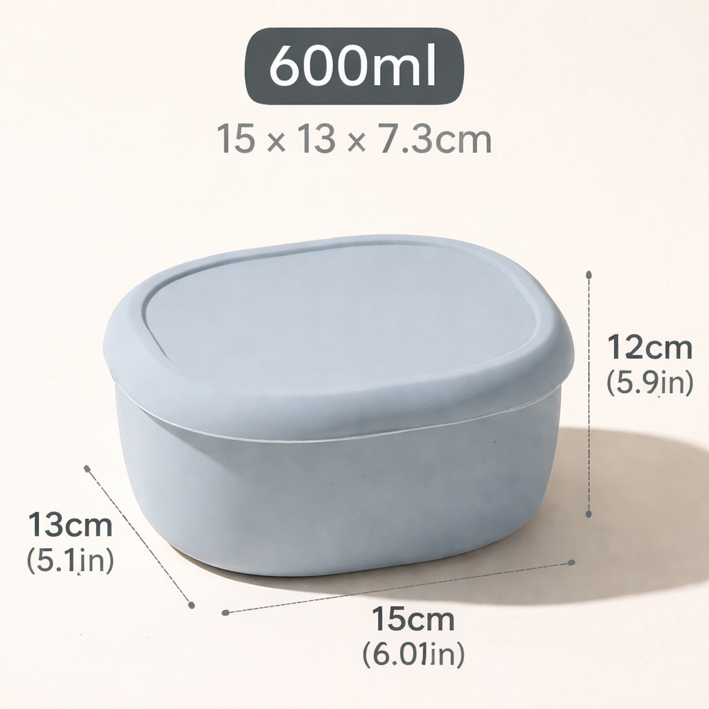 3 Maten Siliconen Voedselbewaarbakken Harde Siliconen Bento Lunchbox met Deksel Magnetron-, Vaatwasmachine- en Vriezerbestendig