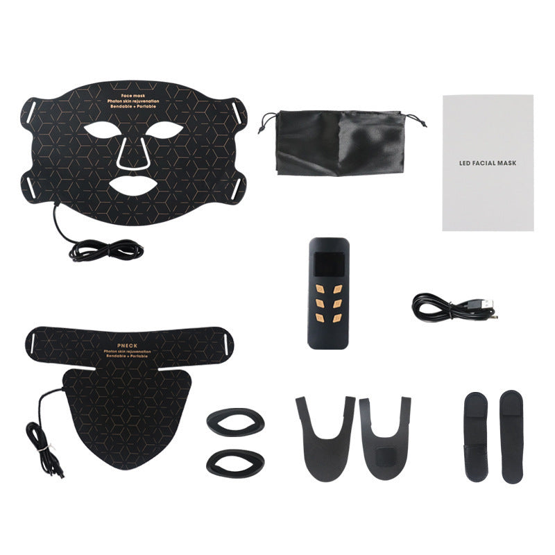 LED facial mask set with accessories on a white background