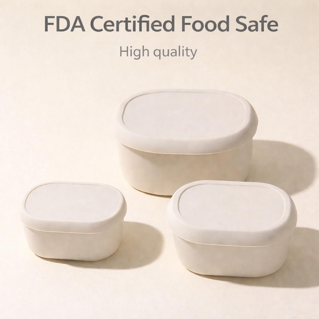 3 Maten Siliconen Voedselbewaarbakken Harde Siliconen Bento Lunchbox met Deksel Magnetron-, Vaatwasmachine- en Vriezerbestendig
