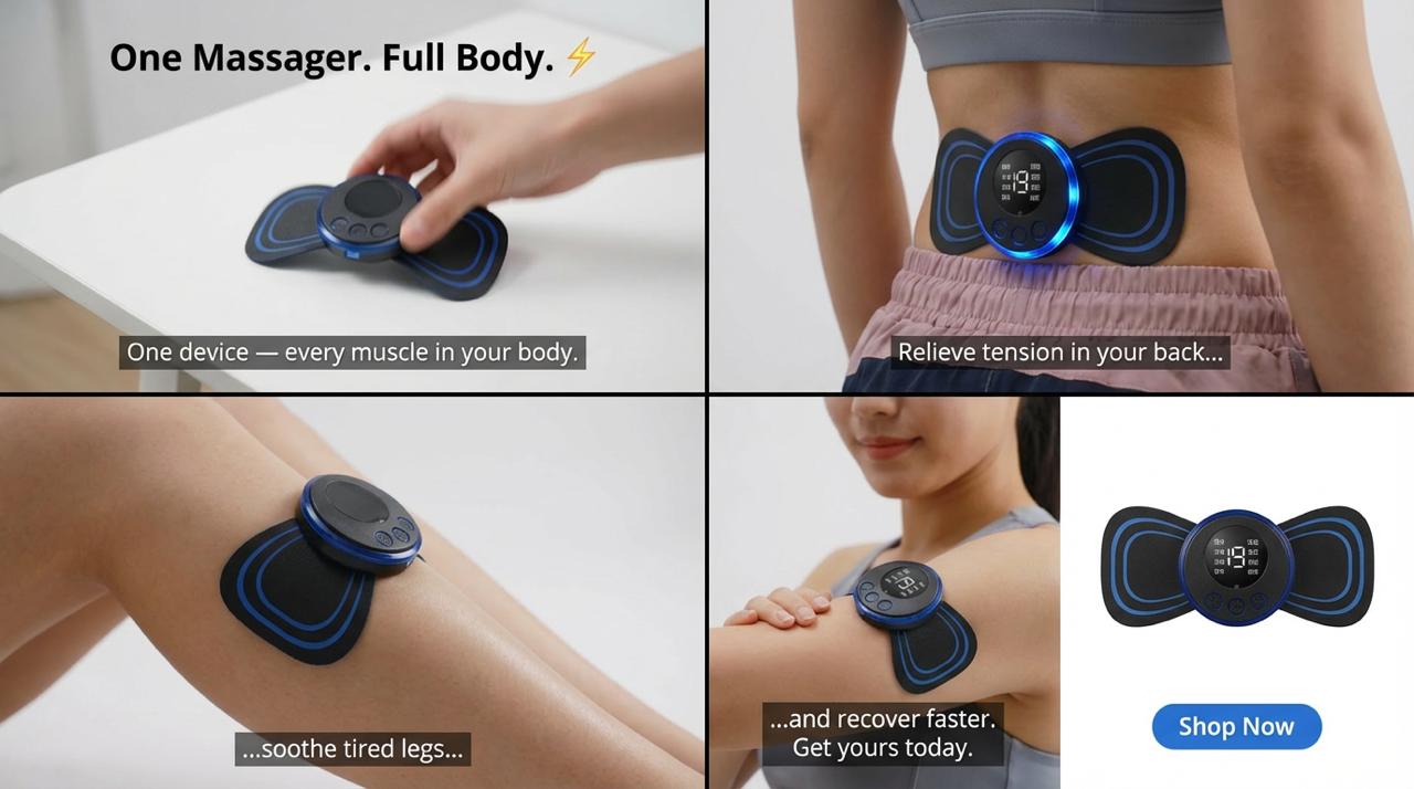 Cordless Neck Massager with Heat - Rechargeable Wireless Relaxation