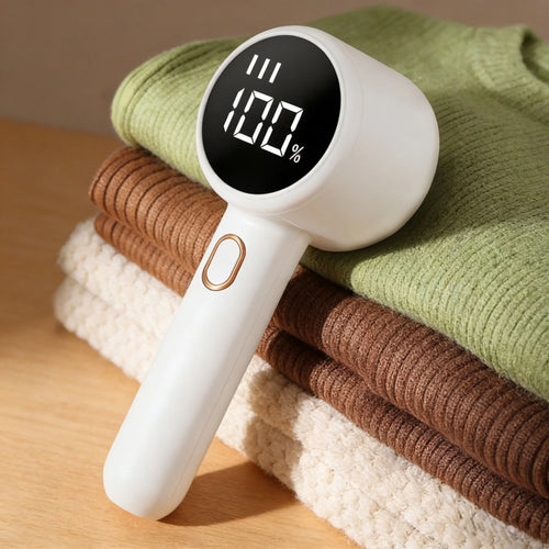 Fabric Shaver, Lint Remover Rechargeable, Electric Portable Sweater Defuzzer with 3 Speeds, 6 Leaf Blades, Digital LED Display to Remove Pilling for Clothes, Furniture, Sweater, Couch, Blanket