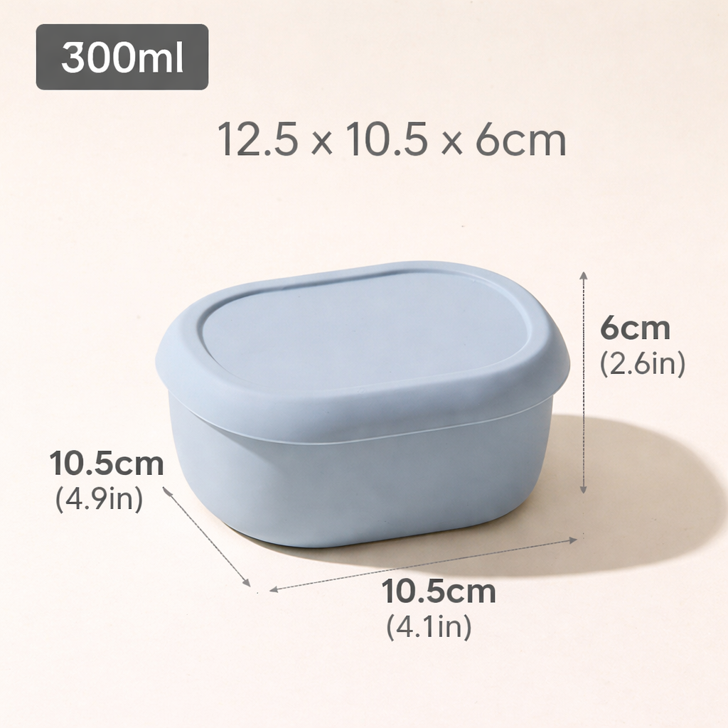 3 Maten Siliconen Voedselbewaarbakken Harde Siliconen Bento Lunchbox met Deksel Magnetron-, Vaatwasmachine- en Vriezerbestendig