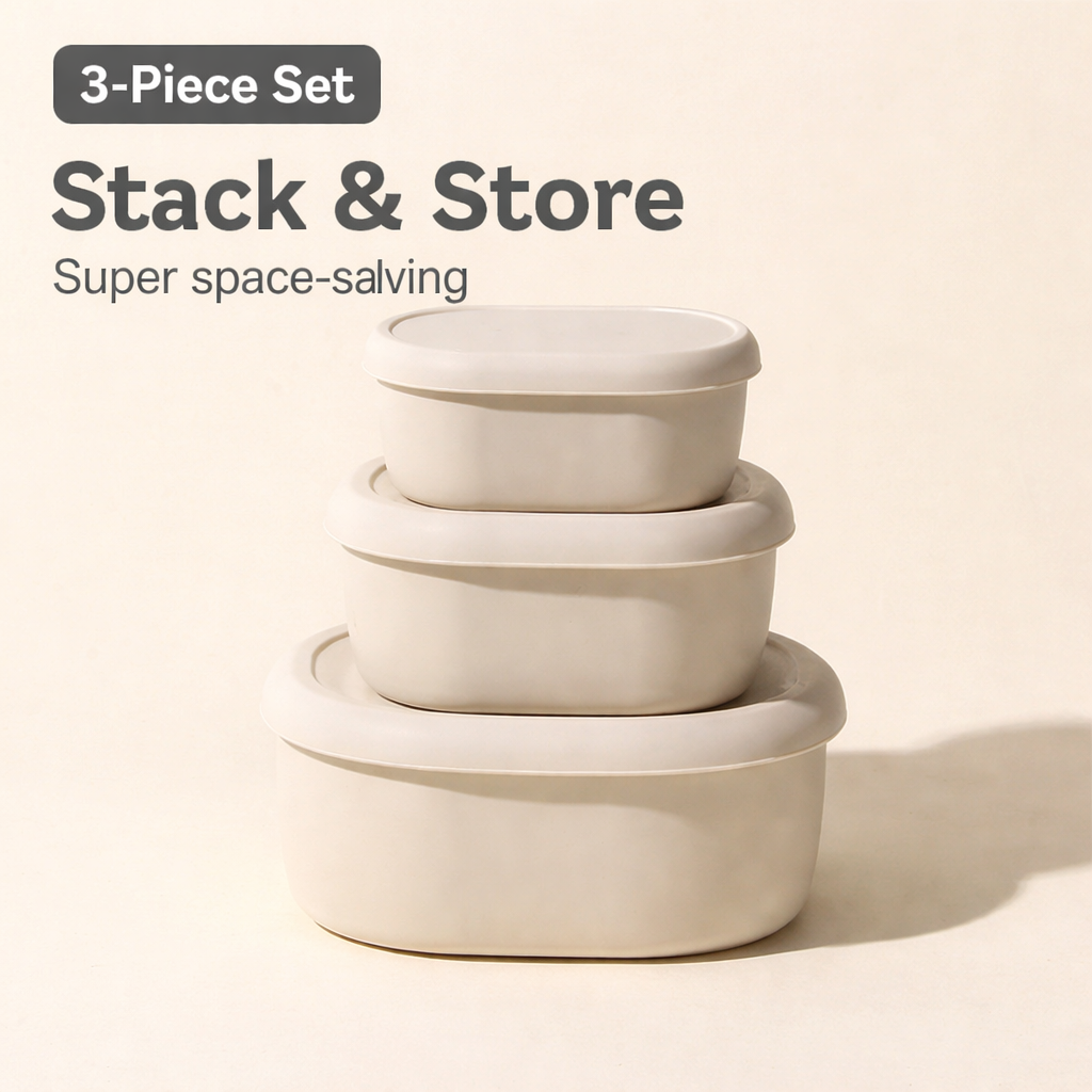 3 Maten Siliconen Voedselbewaarbakken Harde Siliconen Bento Lunchbox met Deksel Magnetron-, Vaatwasmachine- en Vriezerbestendig