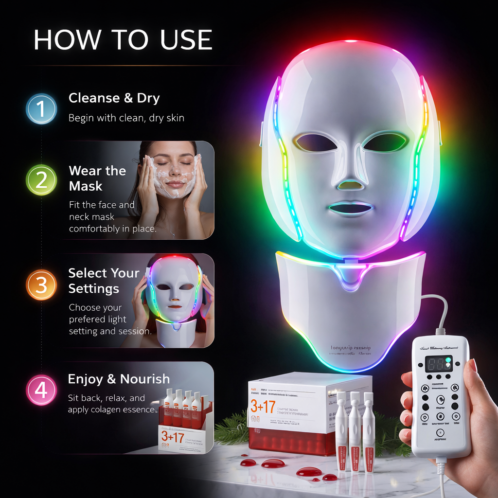 LED Beauty Mask – Fotonen Lichttherapie & EMS Microstroom | Huidverjonging voor Thuis