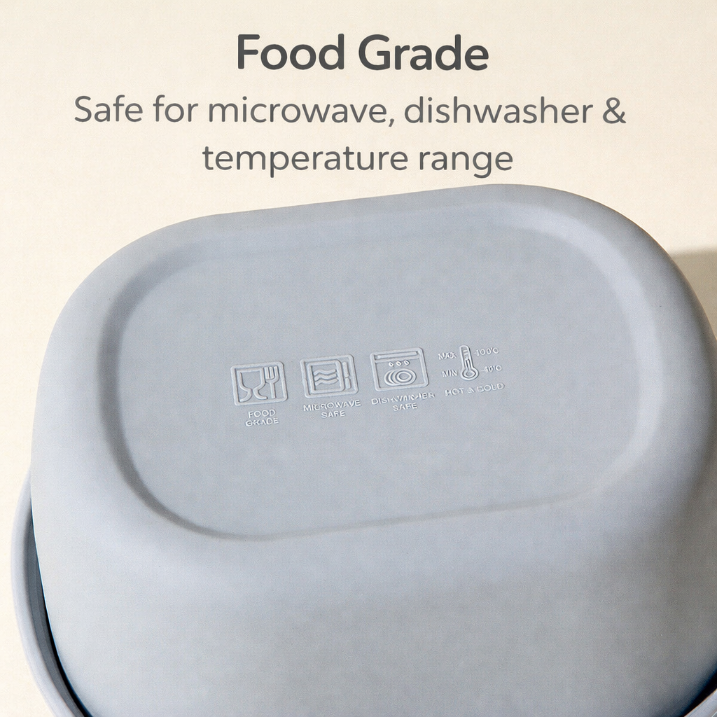 3 Maten Siliconen Voedselbewaarbakken Harde Siliconen Bento Lunchbox met Deksel Magnetron-, Vaatwasmachine- en Vriezerbestendig