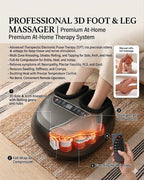 Professional 3D foot and leg massager with remote control on a wooden floor.
