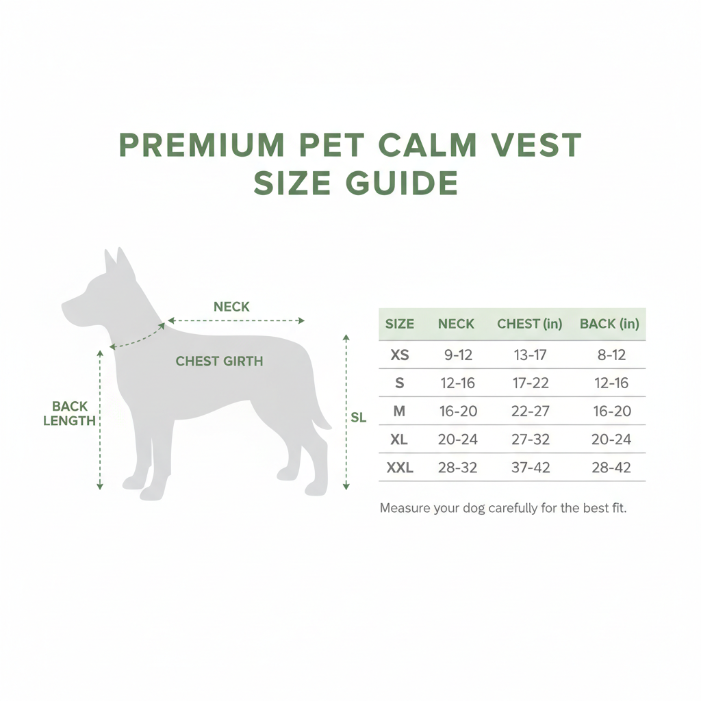 Dog Anxiety Vest Size Chart