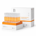 Box of Astaxanthin Double Firming Serum with multiple vials on a white background