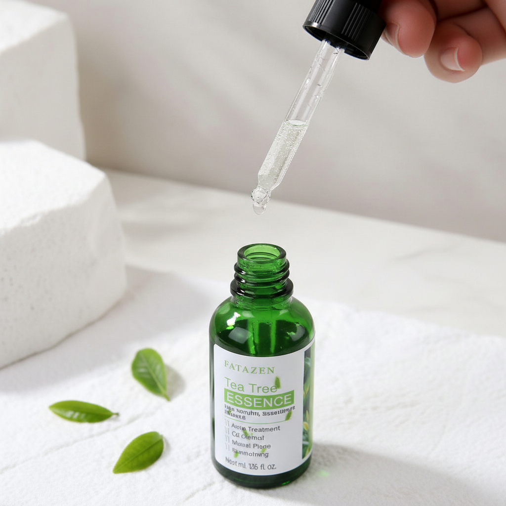Tea Tree Essence dropper application shot