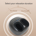 Foot massage device with duration selection on a beige background