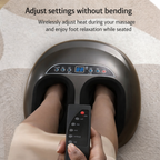 Foot massage device with remote control on a textured surface