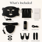 List of included items for a LED facial mask system on a white background