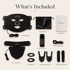 LED facial mask set with accessories on a white background